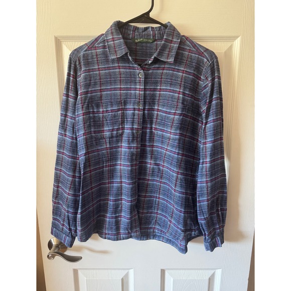 Woolrich Tops - Woolrich Womens Flannel Long Sleeve Button Up Shirt Blue Pink Size Medium